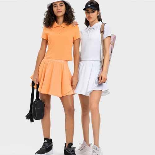 Women's Cropped Polo Shirts Athletic Golf Tennis Shirts Short Sleeve Moisture Wicking Collared Sports T-Shirts