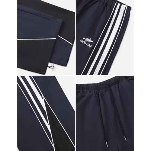 Aelfric Eden Womens Embroidery Patchwork Striped Track Pants Unisex Baggy Sweatpants Wide Leg Drawstring Y2K Pants