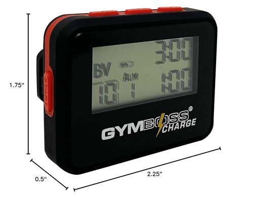Gymboss Charge Interval Timer and Stopwatch & Watchstrap - Bundle (Black/Red)