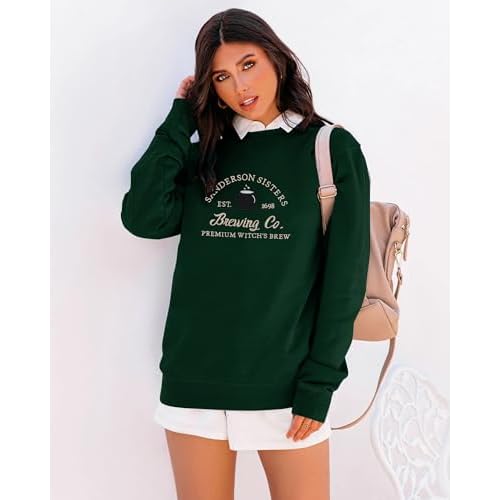 Halloween Sweatshirts for Women Sanderson Sisters Embroidery Halloween Sweatshirt Hocus Pocus Crew Neck Pullover