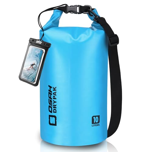 Blue 10L Waterproof Dry Bag with Phone Case - Floating Backpack for Kayaking & Travel