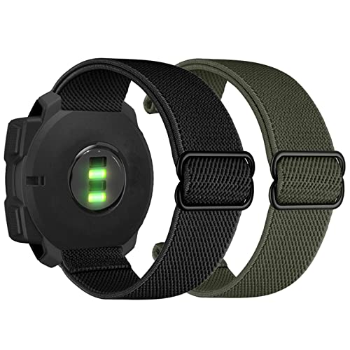 Elastic Watch Bands for Garmin Instinct 3 45mm and Solar - Black + Green