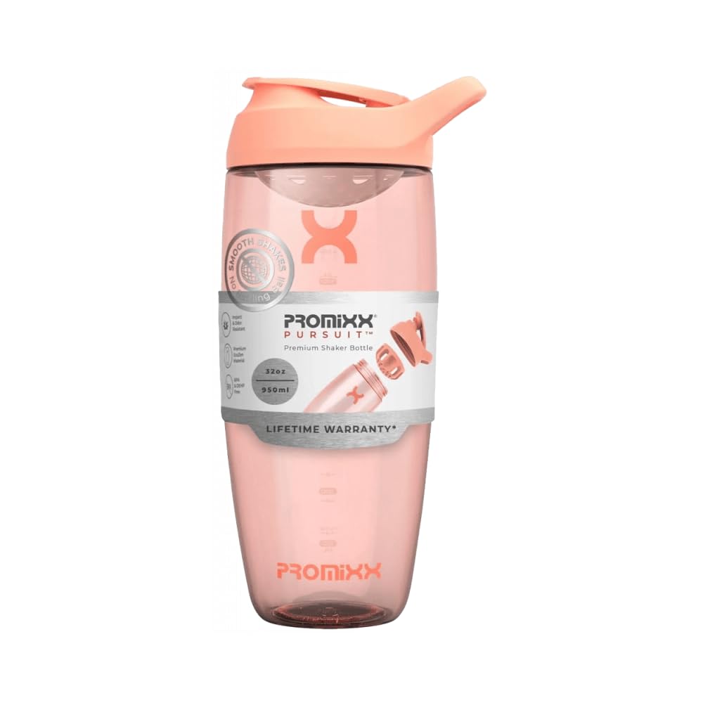 Promixx Pursuit Protein Shaker Bottle, 32 oz Beverage Shaker Cup, Silent No-Ball Mixer, Leak-Proof Lid, BPA/BPS & Phthalate-Free ECOZEN, Easy-Clean for Protein Shakes, Pre & Post-Workout Smoothies