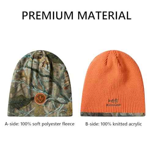 BASSDASH Reversible Windproof Fleece Winter Beanie Hats Thick Warm for Men Women Stretchy Fit Unisex Cuffed Knit Hat