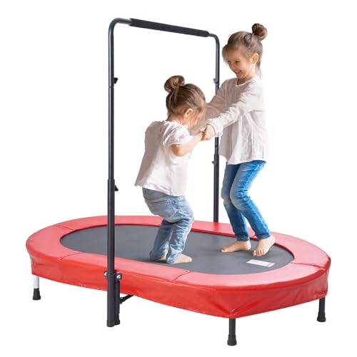 VEVOR 5FT Trampoline 50"/55"/56 * 35" for Indoor/Outdoor use for Toddlers, Foldable Mini Baby with Foam Handle, Recreational Birthday Gift