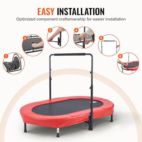 VEVOR 5FT Trampoline 50"/55"/56 * 35" for Indoor/Outdoor use for Toddlers, Foldable Mini Baby with Foam Handle, Recreational Birthday Gift