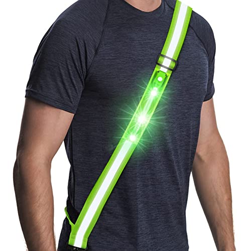 Simket Reflective Walking Gear, Rechargeable Led Reflective Sash, Adjustable Night Walking Safety Gear, High Visibility Safety Lights for Walking at Night for Men Women Jogging Running Biking