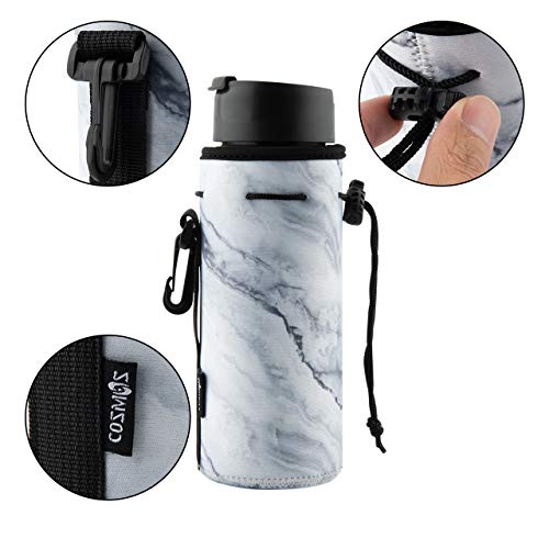 Neoprene Bottle Sleeve, 2-Pack Insulated Drawstring Covers for 18-20 oz Bottles - Marble & Van Gogh Patterns