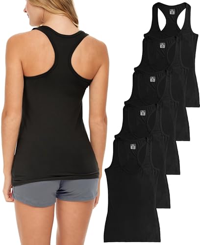 Women's Racerback Tank Tops - 5 Pack X-Large Black - Comfortable & Versatile