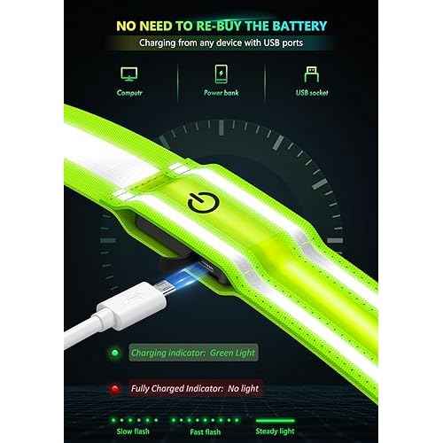 LED Reflective Belt Sash for Walking at Night,Running Safety Gear LED Light Up Running Belt for Runners Walkers