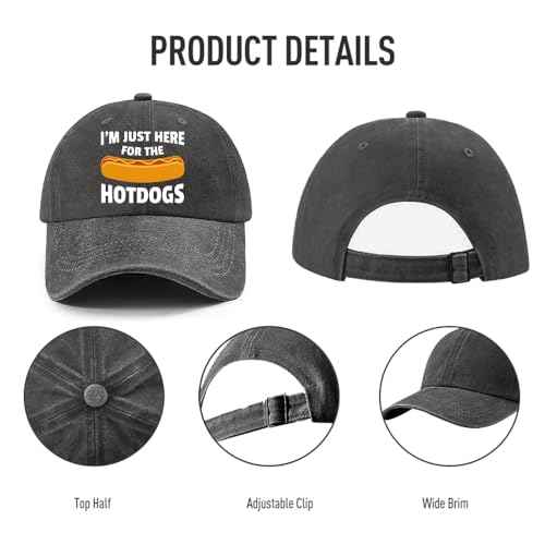 I'm JUST HERE for The Hotdogs Hats for Men Baseball Caps Trendy Washed Workout Hats Light Weight