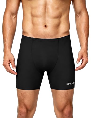 Men's Quick Dry Swim Jammers - Large Black UPF 50+ Racing Swimsuit