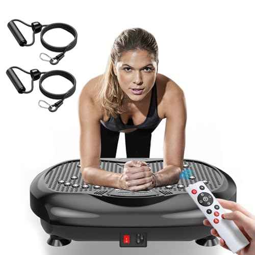 Vibration Plate Exercise Machine - Whole Body Workout Vibration Platform Lymphatic Drainage Machine for Weight Loss Home Fitness with Resistance Bands Remote