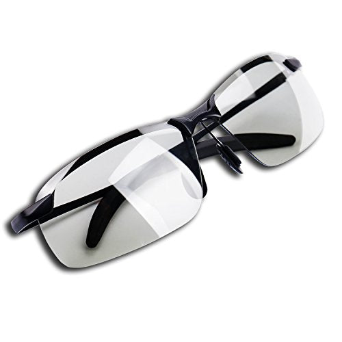 YIMI Polarized Photochromic Safety Sunglasses - Black Frame for Men Women Day Night