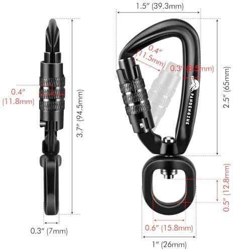 3 Pack Locking Carabiner Clip 2.5" with Swivel C Ring for Securing Pets, Dog Leash Harness, Camping, Hiking, Keychains