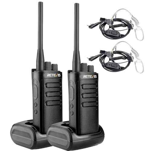 Retevis RB85 2 Way Radio for Adults Long Range,High Power Professional Walkie Talkies with Earpiece,Rechargeable Two Way Radios,AI Noise Cancelling,for Security Hotel Church(2 Pack)