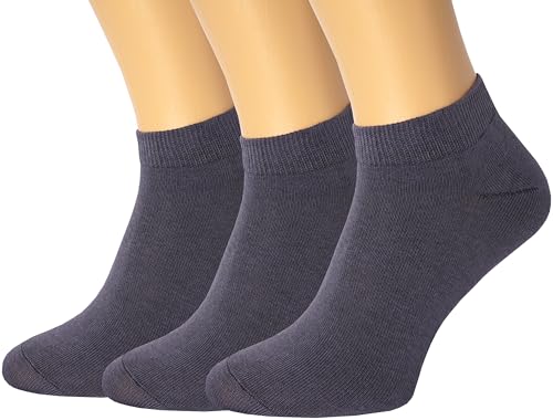 RONDO Unisex Ankle Socks - Thin Cotton Athletic Running Socks, Breathable, Low Cut, Dark Grey, Medium