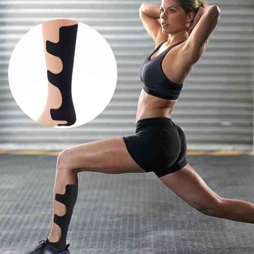 12pcs Precut Kinesiology Tape for Achilles Tendon, Waterproof & Breathable Athletic Heel Tape Enhance Elastic Sports Patch Strips Provides Stability Recovery for Achilles and Muscle Support