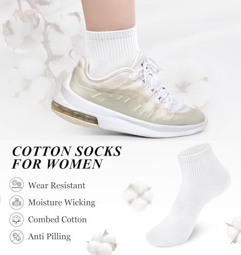 10 Pairs Women’s Ankle Socks Cotton Quarter Socks - 5-9 / Black Grey White (YSense)