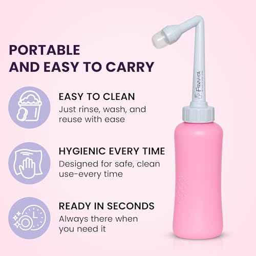Portable Bidet for Travel 500ml (17oz), Large Capacity Peri Bottle, Compact, Easy-to-Use, Leak-Resistant Travel Bidet Made from ABS Plastic, Feminine Hygiene for Comfort and Freshness