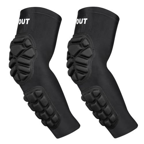 Large Padded Arm Sleeves for Adult Football Volleyball Elbow Forearm Pads - Zwlebblack