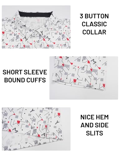 Mens Golf Shirt Short Sleeve Dry Fit Performance Polo Large White