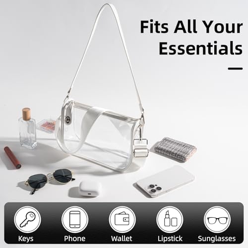 White Clear Stadium Bag for Women Crossbody Purse - Stadium Approved Shoulder Bag