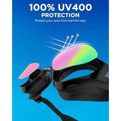 XDX Swim Goggles with Swim Cap Anti-Fog Pool Goggles with Detachable Lenses Swimming Goggles Cap Set for Youth Men Women