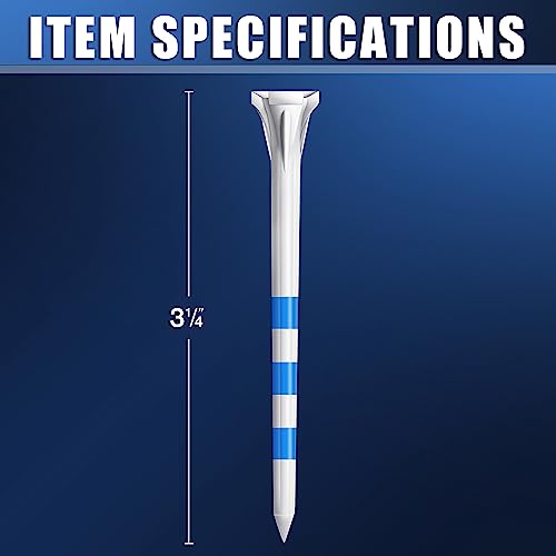 Golf Tees 3-1/4 Inch Pack of 100 - Premium 3-Prong Plastic Stability & Long Distance
