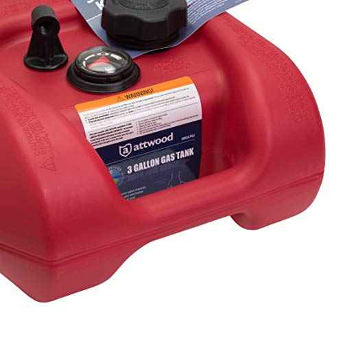 Attwood 8803LP2 EPA and CARB Certified 3-Gallon Portable Marine Boat Fuel Tank