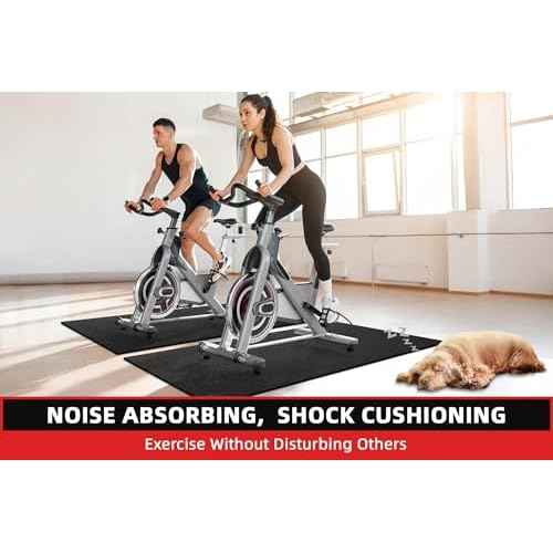 Treadmill Mat, 7'x3'/6'x3'/6'x2.5'/5.6'x2'/4'x2', 6mm Thick Exercise Equipment Gym Mat for Hardwood FloorCarpet, Compatible with Peloton Bike, Indoor Spin Bike, Elliptical