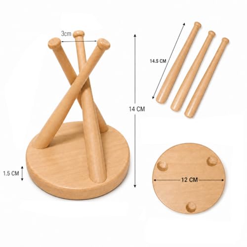 Wood Baseball Display Stand with Stable Base for Softballs & Collectibles