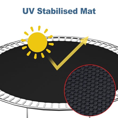 14ft Round Trampoline Replacement Mat with 72 V-Rings for 6.5" Springs - Fits 12ft, 14ft, 15ft Models