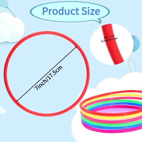 Plastic Toss Rings Set for Ring Toss Games - 7 Inch, Multicolor, 24 Pack