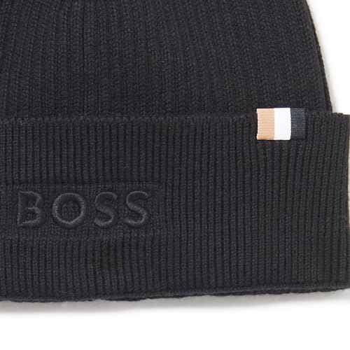 BOSS Men's Magico Ribbed Mixed Material Beanie