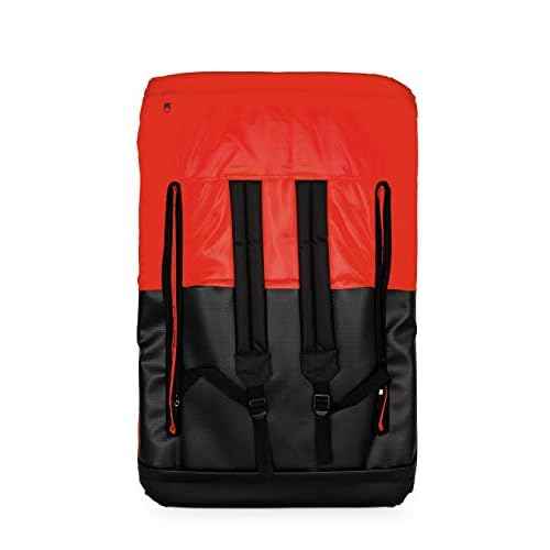 Camco Portable Stadium Seat - Steel Frame w/Padded Cushion Seat, Back Support & Armrests - Invertible Armrests for Wider Seat & Non-Skid Bottom - Great for Camping, RVing, Picnics & More - Red (53096)