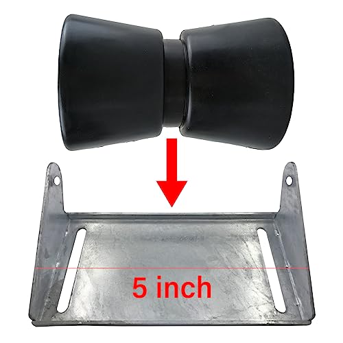 Heavy Duty Boat Trailer Keel Roller Fits 5-Inch Wide Bracket - Black Rubber