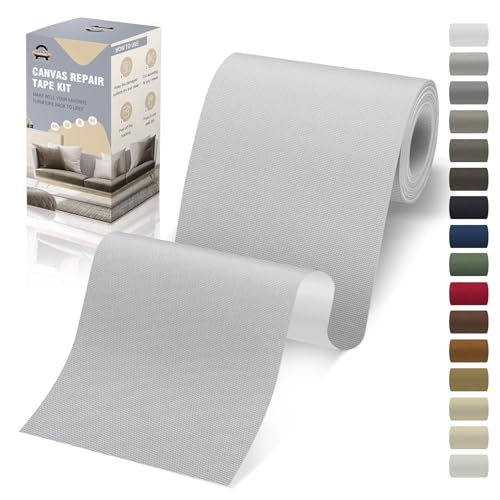 Self-Adhesive Canvas Repair Patches for Outdoor Gear - Light Gray, 4 x 79 Inches