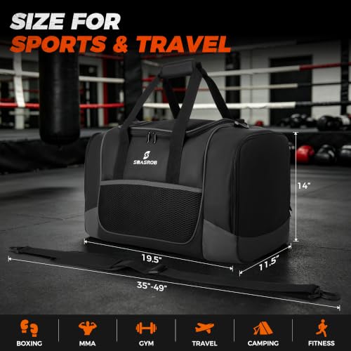45L Boxing Duffle Bag with Mesh Gym Bag Design for Men and Women - Black