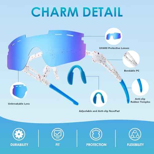 Kids Polarized Sports Sunglasses, Youth Baseball Sunglasses for Boys Girls Age 6-12 UV400 Protection Glasses