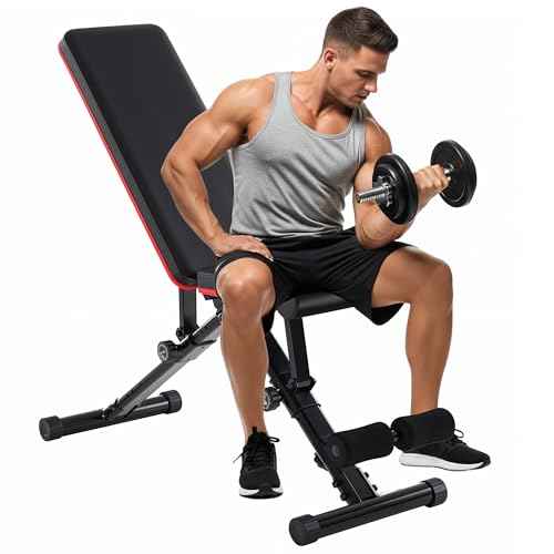 Adjustable Weight Bench 795LB Capacity Foldable Workout Bench Press for Home Gym, Full Body Exercise and Strength Training, Lifting Sit-up Incline Decline Flat Utility Bench, 2 Sec Fast Folding