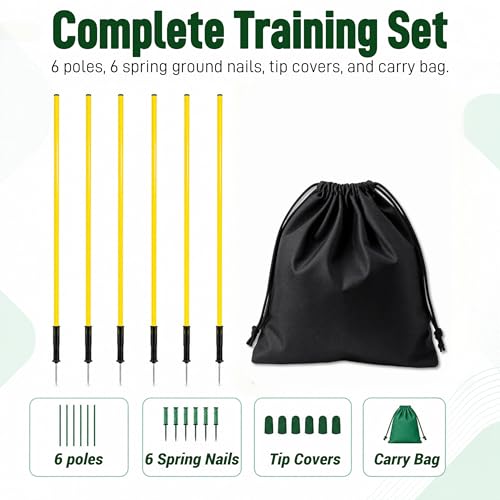 Adjustable Soccer Agility Poles with Steel Ground Nails - 5 FT Training Equipment