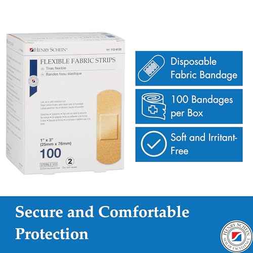 Henry Schein Sterile Adhesive Fabric Bandages, 1" x 3" ? Box of 400 Flexible, Breathable Strips ? Soft, Stretchable Wound Covers for First Aid, Medical Use, Clinics & Emergency Kits