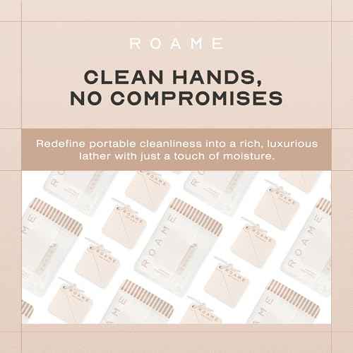 Roame Portable Soap Sheets ? Ultra-Thin Soap for Hand Moisture & Hygiene ? Water-Activated, Compact, Cruelty-Free, Eco-Friendly ? Perfect for Travel Kits & On-the-Go Use ? 50-Pack
