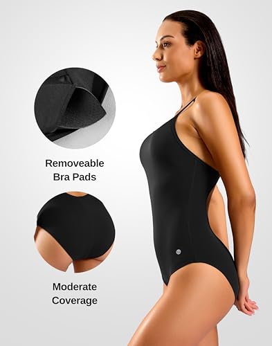 G Gradual Women's One Piece Athletic Swimsuit - Medium Black