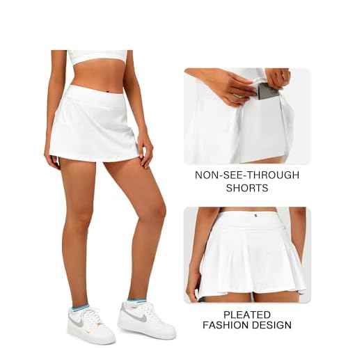 Stelle Women Tennis Skirt Golf Skorts Athletic High Waisted with Pockets Inner Shorts Sport Workout Pleated Pickleball