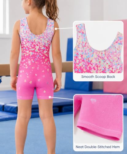 Girls Gymnastics Leotard with Shorts Set - Pink Yellow 2-3T