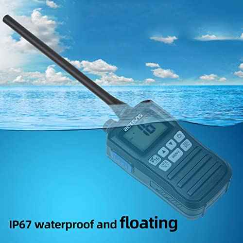 Retevis RM01 Handheld Marine Radio, Floating IP67 Waterproof, Portable Marine Two-Way Radios, NOAA Weather, International Channels, Vibration Drainage, Backlit, Boat Radio for Kayak Fishing(1 Pack)