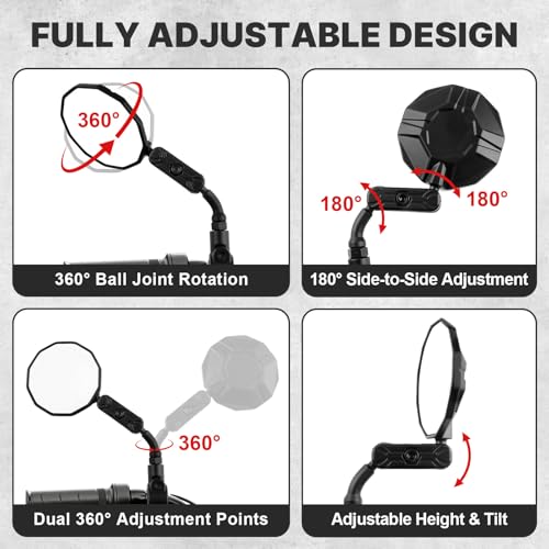 Bike Mirrors for Handlebar E-Bike Scooter Motorcycle 2 Pack - Wide-Angle