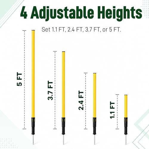 Adjustable Soccer Agility Poles with Steel Ground Nails - 5 FT Training Equipment